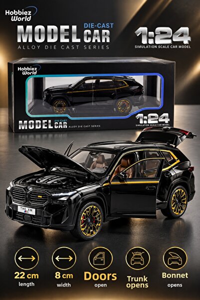 PONİKİDO Bmw Xm 1:24 Metal Model Toy Car 22 cm Black Gold Doors Openable Hood...