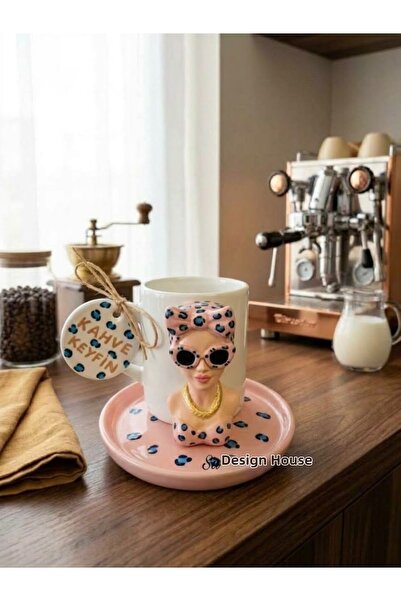 sutasarimevi Su Design House - Handmade Porcelain Coffee Cup Set with Leopard...