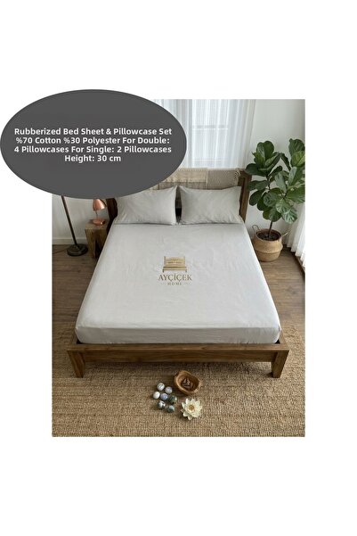 ayçiçek home Single Size Rubberized Sheet Set 120/200 Bed Size 2 Pillowcases