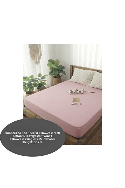 ayçiçek home Single Size Rubberized Sheet Set 120/200 Bed Size 2 Pillowcases