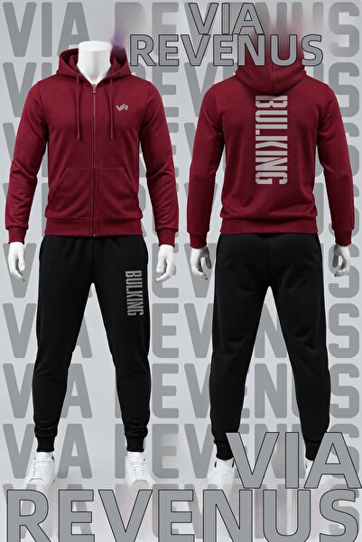 Vordevia Bulking Printed Zippered Hooded Tracksuit Set