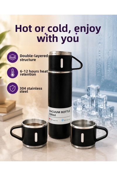 ArkhenX Stainless Steel Thermos Set |   500 ml Capacity, 6-12 Hours Heat Pres...