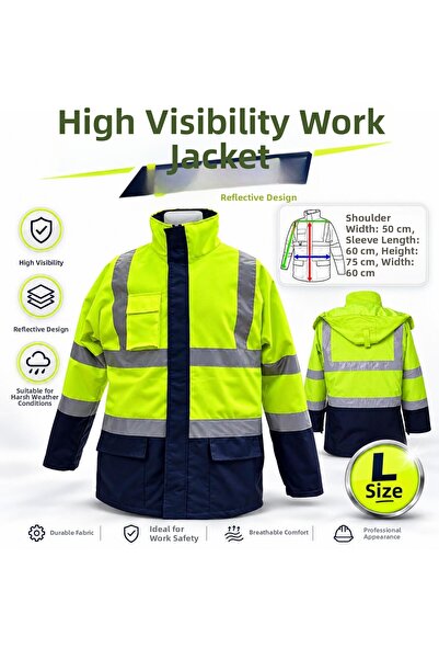NZB (1 Piece) Reflective with Pockets Size L High-Visibility Zippered Coat Ho...