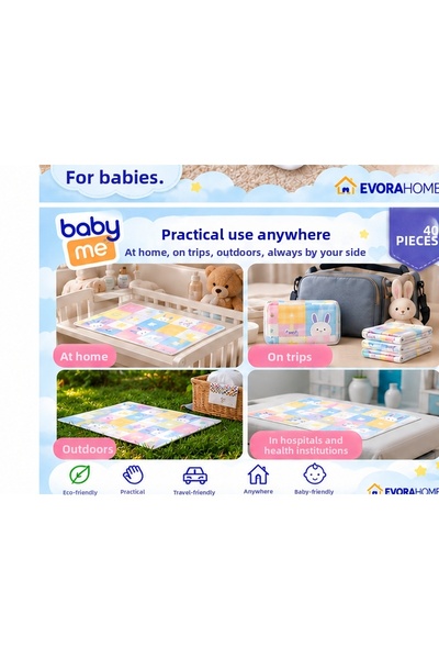 evorahome Baby Me Fluffy Diaper Changing Cover 60X60 cm 40 Pieces