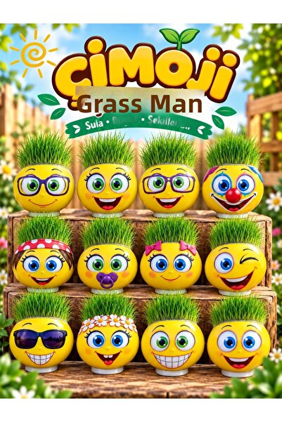 Oyunsal Grass Man Original 9 Pieces Licensed Fun and Cute Product Emojis and ...