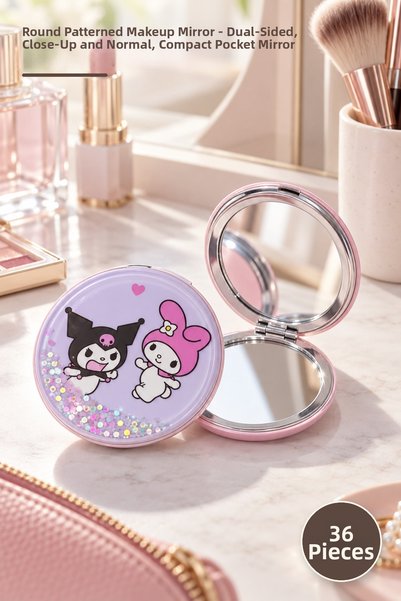 Yenilig 36 Pieces of Round Patterned Makeup Mirrors – Double-Sided, Zoomable,...