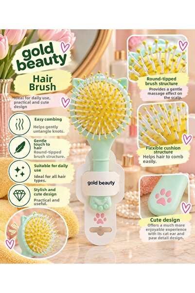 Gold Beauty Mirrored Hair Combing Brush