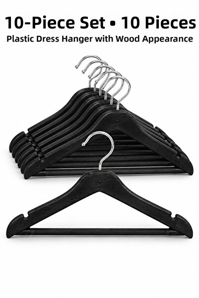 Kitchen Line NoirWood Set de 10 umerașe din plastic cu aspect de lemn negru –...
