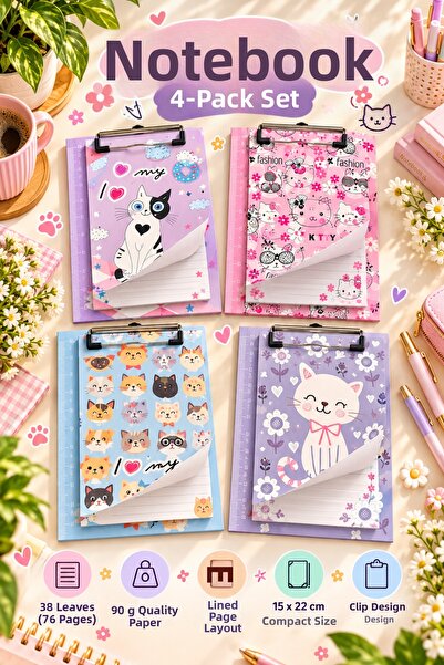 Daks Secretary's Notepad Set of 4 - 15X22 cm – 38 Sheets Lined Notepad