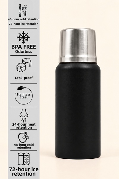Decopat 750 ml Coffee Tea Food Camping Thermos Stainless Steel Leak-Proof 24 ...
