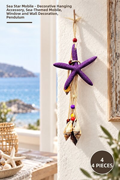Yenilig 4 Pieces of Starfish Pendulums – Decorative Hanging Accessory, Marine...