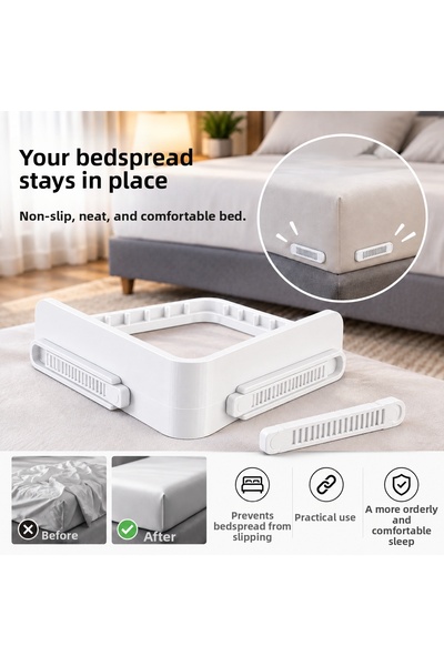 PİYATECH Sheet Stabilizer – Elastic Sheet Corner Holder – Non-Slip Mattress Sheet Fixer – Sheet and Duvet Cover Organizer Invisible Sheet Lock – White