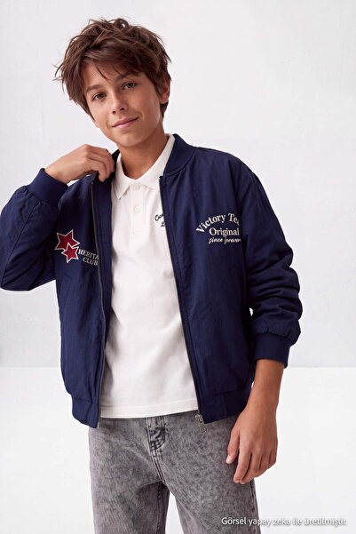 TRENDYOLKIDS Navy Blue Boy's Coat Tkdaw27Mo00017
