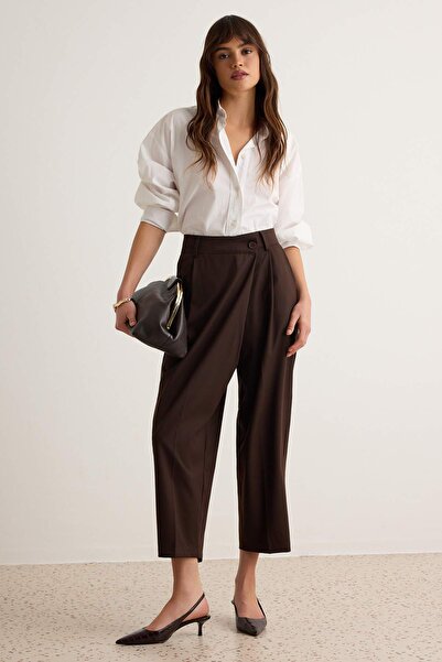 Trendyol Collection Brown Wide Leg Pants Twoaw27Pl00135