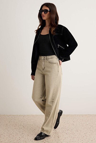 Trendyol Collection Gray High Waist Barrel Jeans Twoaw27Je00325