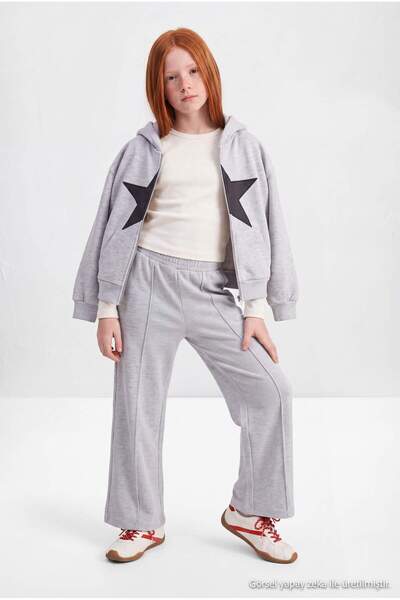 TRENDYOLKIDS Gray Girls' Plain Knitted Trousers Tkdaw27Pl00007