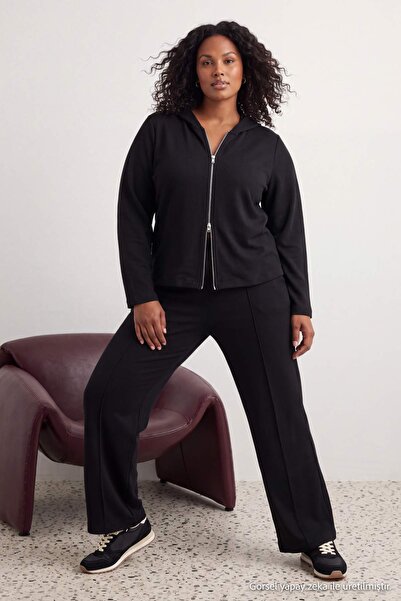 Trendyol Curve Black 3-Piece Athlete-Underwear Top and Bottom Tracksuit Set T...