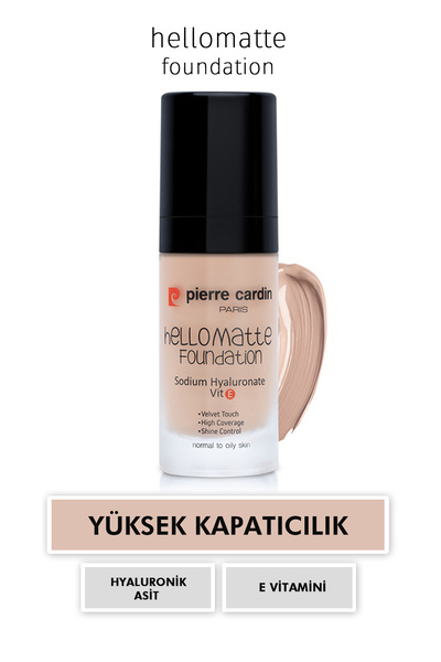 Pierre Cardin Hello Matte Yüksek Kapatıcı Etkili Mat Fondöten Medium Beige