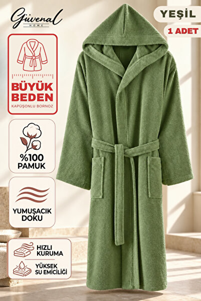 Güvenal İKLİM | Kutulu Premium Kapüşonlu %100 Pamuk Bornoz | Kadın Bornoz | E...