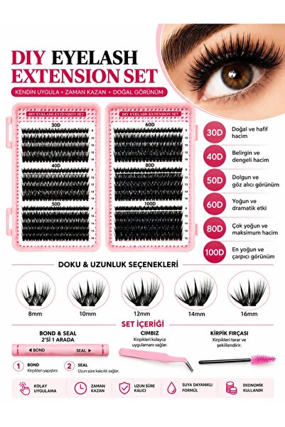 Deep Passion Takma Kirpik 600 Adet Kirpik Seti Kitap Model 30-40-50-60-80-100...