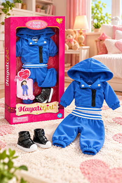 Hayati Girl طقم ملابس رياضية للدمى، سترة زرقاء، بنطلون وأحذية - إكسسوارات دمى...