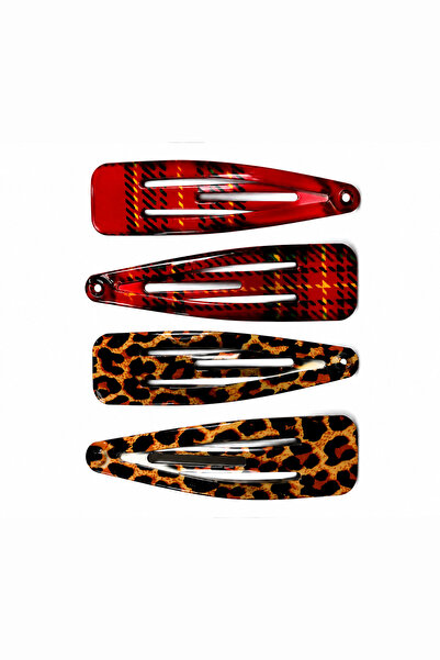New Obsessions Women's Red Leopard Snap Buckle Set