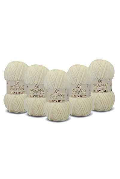 WOLANS Bunny Baby Kadife Örgü İpi 402 Krem - 5'li Paket