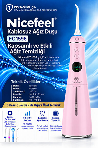 NPO Nicefeel FC1596 Şarjlı Ağız Duşu Taşınabilir Diş Temizleme Cihazı Diş Tel...