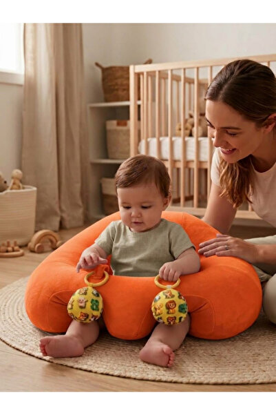 BEBEYATMAZ Oyuncaklı Turuncu Bebek Oturma Destek Minderi