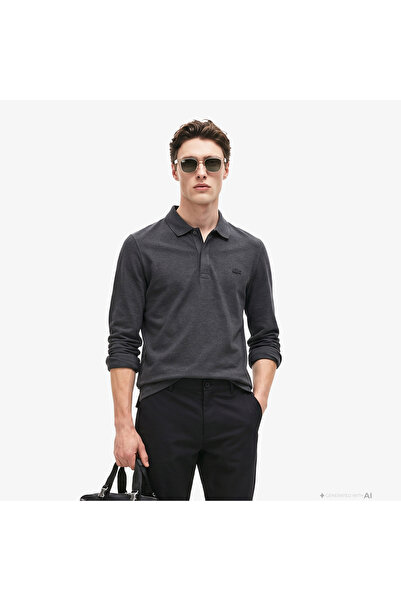 Lacoste Erkek Regular Fit Uzun Kollu Gri Paris Polo