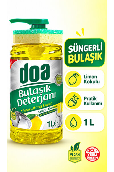 Doa Sıvı Bulaşık Det. Süngerli Limon Kokulu 1000 ml Vegan