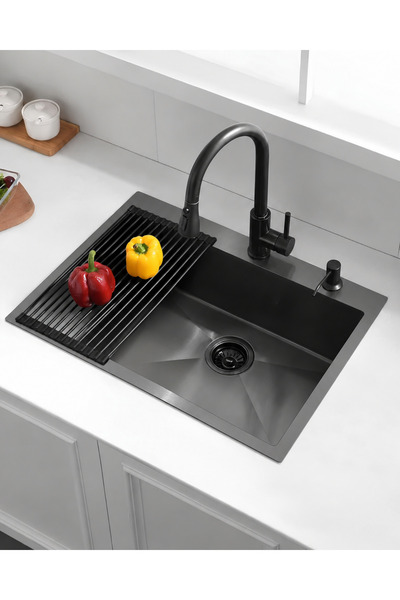 DUREVO DUAL- 2 DELİKLİ PASLANMAZ ÇELİK MUTFAK EVYESİ ANTRASİT RENK