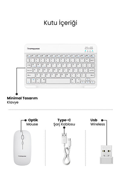 SPRANGE Tablet Ve Telefonlar İçin Bluetooth - Wireless Klavye Ve Mouse Set - ...