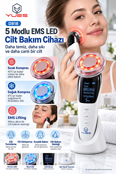 YUES D818 Cilt Temizleme ve EMS Lifting Bakım Cihazı 5 Modlu LED Sıcak Soğuk ...