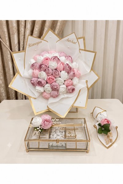 Cyz Home 41 Karışık Şakayık İsteme Çiçeği Buketi & Kişiye Özel 100 Adet İsiml...