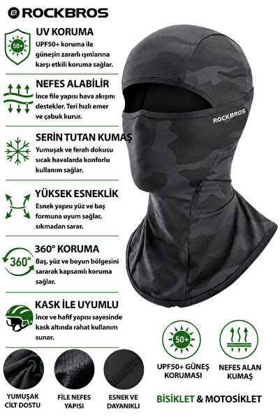 ROCKBROS Kaymaz Kamuflaj Desenli Motorcu Maskesi - Motorcu Balaklava