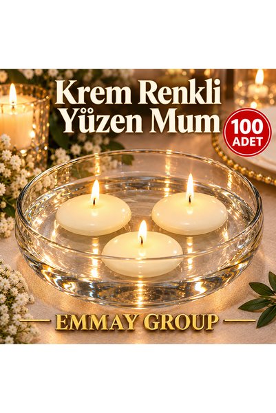 Orca Süs Yüzen Mum Krem 100 Adet – Su Üzeri Dekoratif Mum, Düğün, Nişan, Dave...