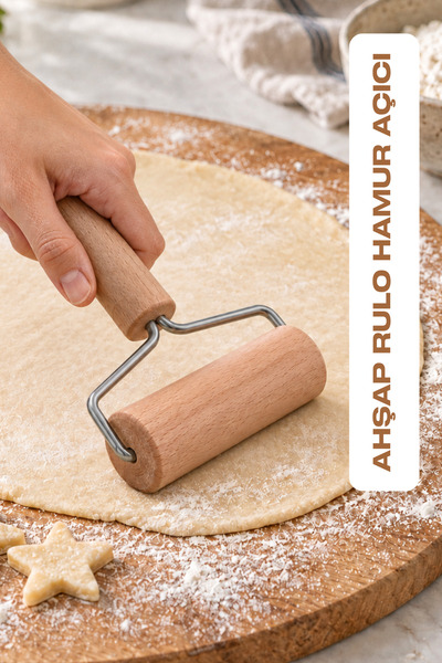 BEYZANA Ahşap Saplı Rulo Hamur Açıcı Merdane Pürüzsüz Oklava Pizza Börek Açma...