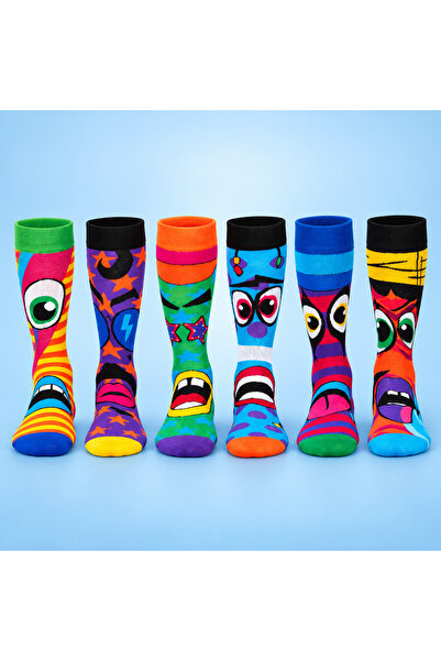 HNSOCKS RENKLİ ÇORAP MAFYASI Hnsock Renkli Desenli Unisex Diz Altı 5'li Çorap...