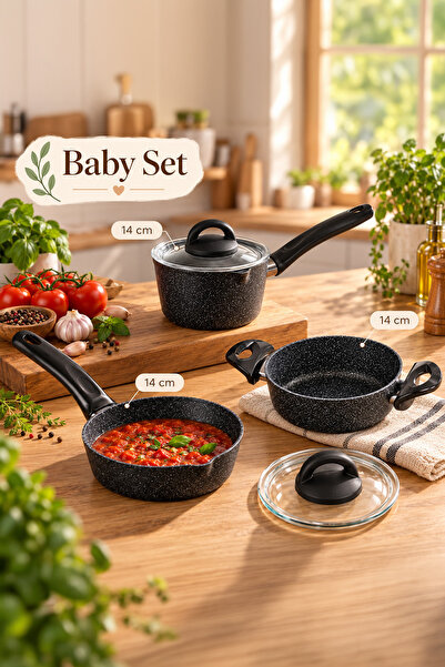 Porsima 4398 4 Piece Kaçerola Sauce Bowl Milk Bowl Mini Baby Granite Pot and ...