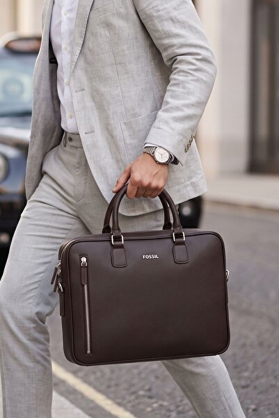 Fossil 2036 Vegan Deri laptop çantası evrak çantası unisex şık tasarım KAHVER...