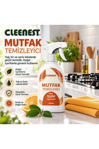 Cleenest Mutfak Temizleyici Doğal % 100 Yağ Çözücü 500 ml