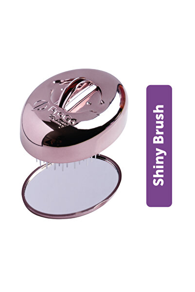Premium ShinyBrush Saç Fırçası - Kendini Temizleyen, Aynalı, Çanta Boy - Compact Detangling To Go