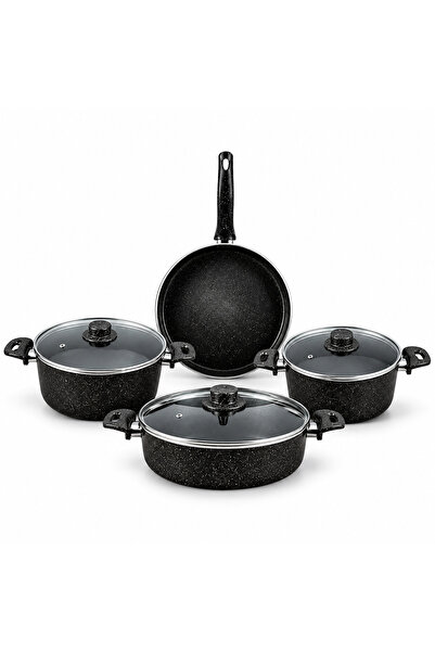 Trendlon 7 Parça Granit Tencere Seti 20-24 cm Derin Tencere 24 cm Tava 26 cm ...