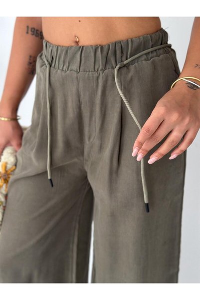 HKT HAK TEKSTİL Gabardine Slim Belted Elastic Waist Trousers