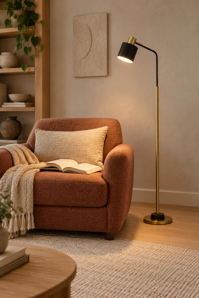Apliqa Gerodi Siyah Retro Başlıklı Modern Dekoratif Köşe Lambader