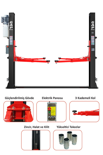 GAPTOOLS PROFESSIONAL 4 Ton Tam Otomatik Iki Sütunlu Hidrolik Lift GPL102I