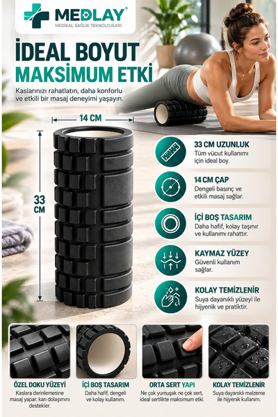 Joints MEDLAY Foam Roller 33 Cm Siyah