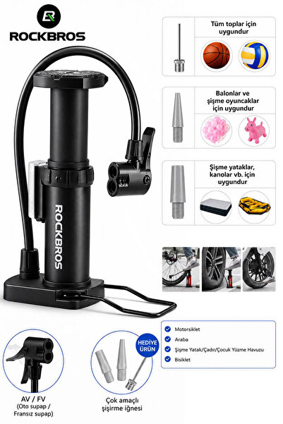 ROCKBROS 100 PSI Çok Amaçlı Yüksek Basınçlı Taşınabilir Ayak Pompası