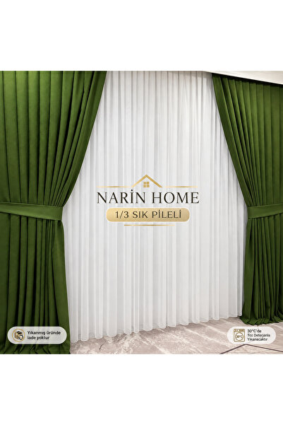NP Narin Home Grek Tül (1/3) Sık Pile Her Odaya Uygun Etek Kurşunlu Tül Perde ,